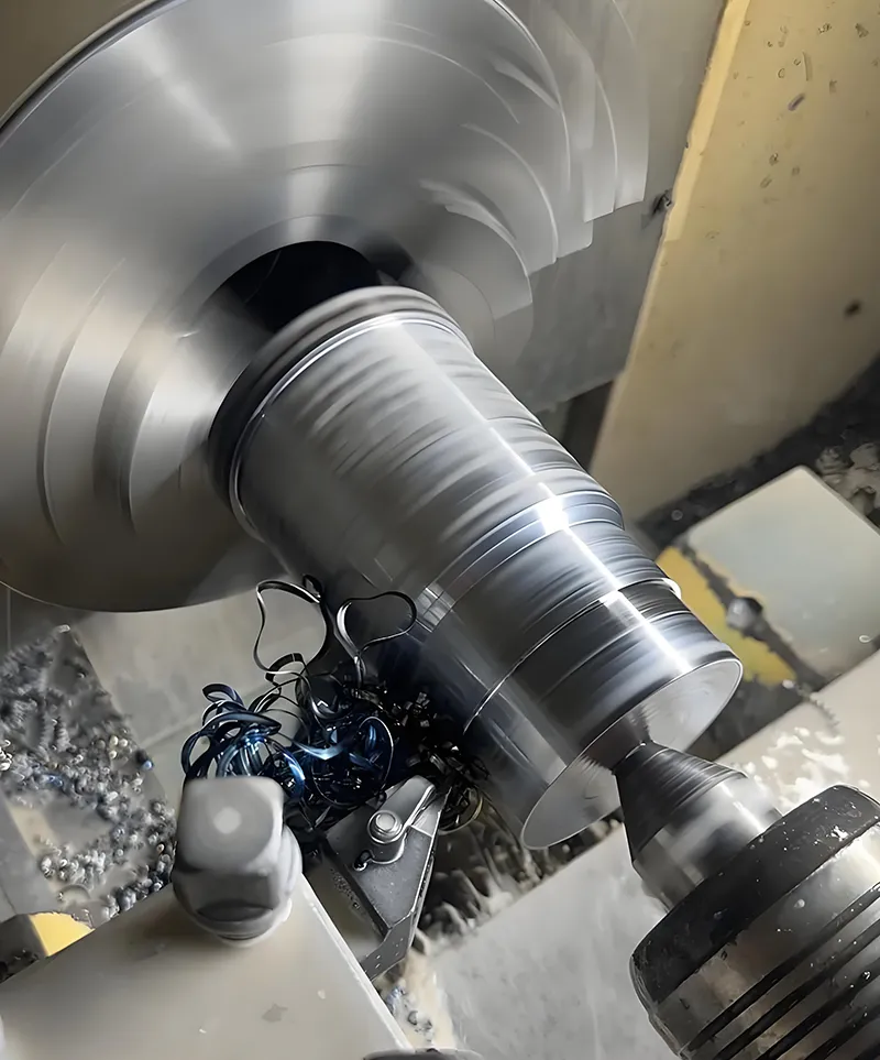 Integrated screw compressor in CNC Machining workshop