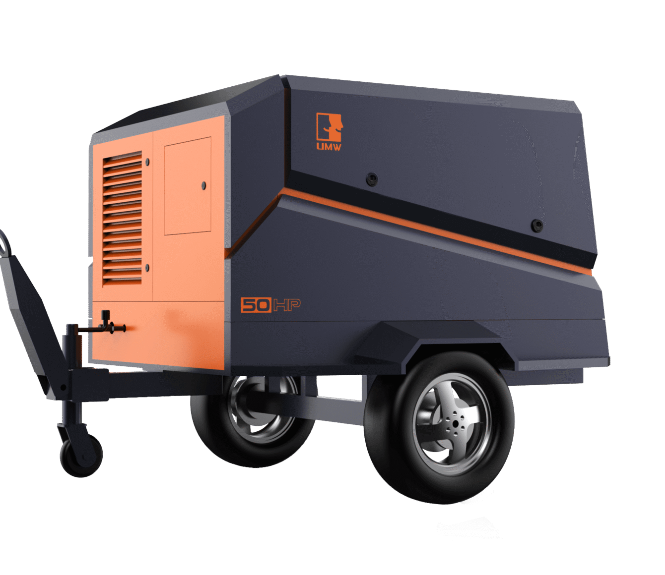 Towable portable diesel air compressor
