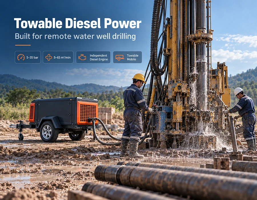 Diesel Air Compressors for Water Well Drilling