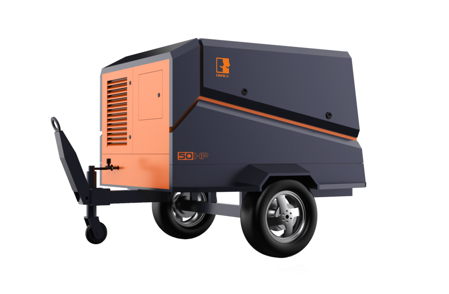 Towable portable diesel air compressor